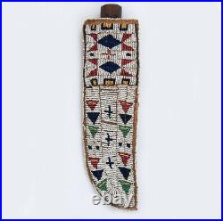Sioux Beaded Hide Knife Sheath, Native American Style Leather Knife Cover