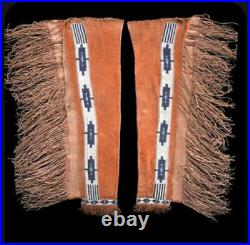 Sioux Beaded Leggings Suede Leather Cowboy Style Native American Hide Chaps