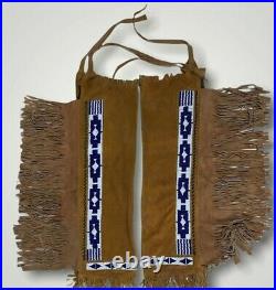 Sioux Beaded Leggings Suede Leather Cowboy Style Native American Hide Chaps