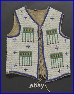 Sioux Fully Beaded Style Suede Leather Native American Hide Vest