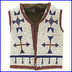 Sioux Indian Fully Beaded Style Native American Suede Leather Hide Vest