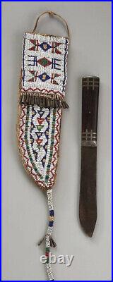 Sioux Native American indian Beaded Suede Hide Knife Sheath