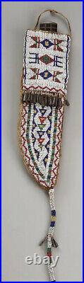 Sioux Native American indian Beaded Suede Hide Knife Sheath