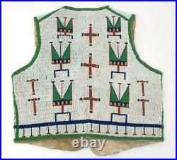 Sioux Style Fully Beaded Indian Suede Leather Native American Hide Vest