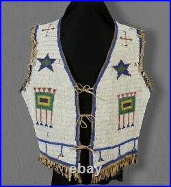 Sioux Style Indian Beaded Suede Leather Native American Hide Vest V102