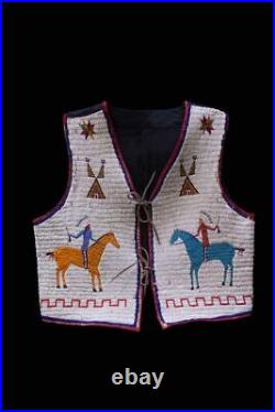 Sioux Style Vest Indian Beaded Original Handmade Native American Powwow War Vest