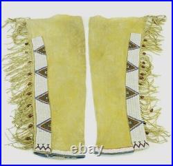 Sioux Suede Leather Cowboy Native American Indian Beaded Hide LEGGINGS L705