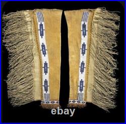 Sioux Suede Leather Cowboy Native American Indian Beaded Hide Leggings L704