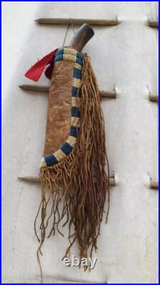 Sioux Tribe Native American Indian Beaded Knife Sheath Suede Leather Cover