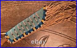 Sioux Tribe Native American Indian Beaded Knife Sheath Suede Leather Cover