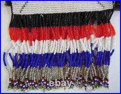 Sioux style beaded pipe tobacco bag pouch pictorial eagle flags Native American