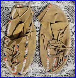 Small Rare Vintage Native American Moccasins with obvious signs of wear