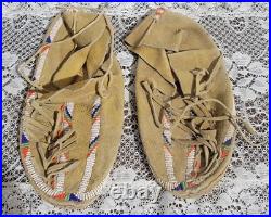 Small Rare Vintage Native American Moccasins with obvious signs of wear