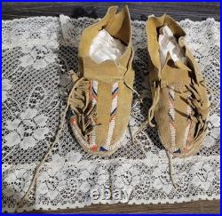 Small Rare Vintage Native American Moccasins with obvious signs of wear