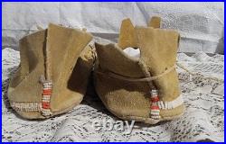 Small Rare Vintage Native American Moccasins with obvious signs of wear