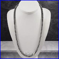 Solid Sterling Silver Genuine 5mm Navajo Pearl Hand Strung Necklace 24