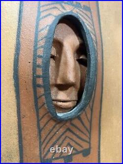 Southwest Native American Wall Mask Spirit Shadow Clay Metal