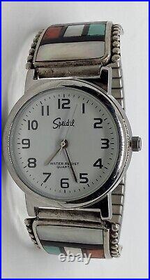 Sterling Silver Mens Watch Tips Native American Zuni Signed HE Cellicion Working