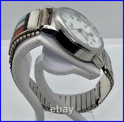 Sterling Silver Mens Watch Tips Native American Zuni Signed HE Cellicion Working