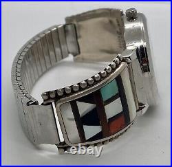 Sterling Silver Mens Watch Tips Native American Zuni Signed HE Cellicion Working