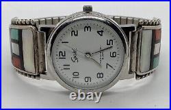 Sterling Silver Mens Watch Tips Native American Zuni Signed HE Cellicion Working