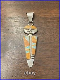 Sterling Silver Multi Color Inlay Native American Indian Person Figure Face 15g