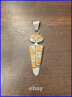 Sterling Silver Multi Color Inlay Native American Indian Person Figure Face 15g