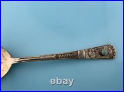 Sterling Silver Native American Indian Paiute Washoe Turquoise Thunderbird Spoon