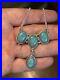 Sterling Silver Native American Southwest Turquoise Bar Necklace 20 + 2.925