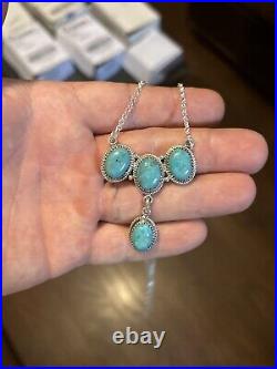 Sterling Silver Native American Southwest Turquoise Bar Necklace 20 + 2.925