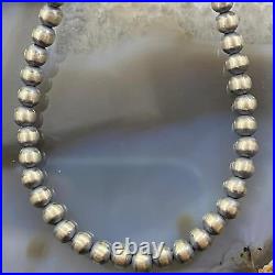 Sterling Silver Navajo Pearl Beads Necklace Length 18 / 4 mm For Women