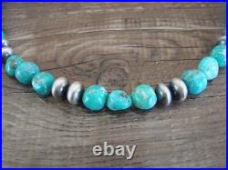 Sterling Silver Navajo Pearl & Turquoise 19 Necklace by I. John