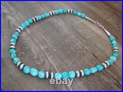 Sterling Silver Navajo Pearl & Turquoise 19 Necklace by I. John