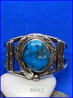 Sterling Silver & Turquoise Native American Indian Cuff Bracelet