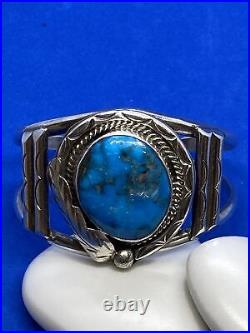 Sterling Silver & Turquoise Native American Indian Cuff Bracelet