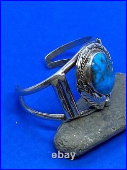 Sterling Silver & Turquoise Native American Indian Cuff Bracelet