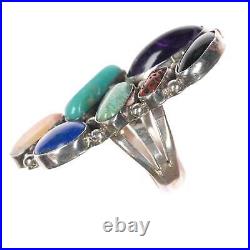 Sz9 B Native American sterling multi-stone ring