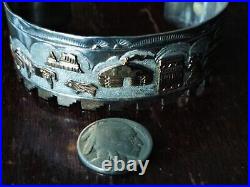 TA Begay Native American Navajo Story Bracelet 41 Gram Sterling and 12k Gold