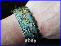 TA Begay Native American Navajo Story Bracelet 41 Gram Sterling and 12k Gold