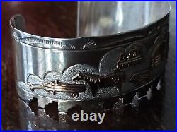 TA Begay Native American Navajo Story Bracelet 41 Gram Sterling and 12k Gold