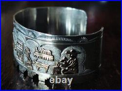 TA Begay Native American Navajo Story Bracelet 41 Gram Sterling and 12k Gold