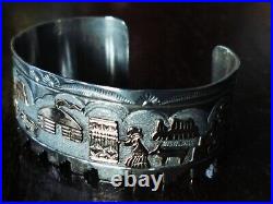 TA Begay Native American Navajo Story Bracelet 41 Gram Sterling and 12k Gold