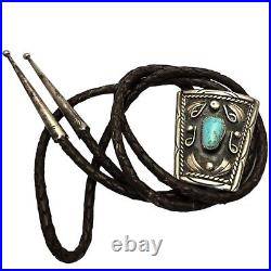 TRADITIONAL NAVAJO Darling Darlene TURQUOISE STERLING SILVER BOLO TIE