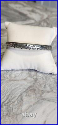 Tahe Native American Navajo Indian Sterling Silver Bangle Bracelet