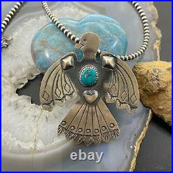 Tim Yazzie Native American Sterling Thunderbird withTurquoise Unisex Pendant