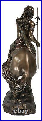 Tribal Native American Indian Warrior With Javelin Spear Riding Horse Statue