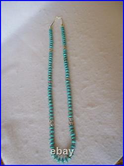 Turquoise and Sterling silver Native American Navajo Southwestern Style Necklace