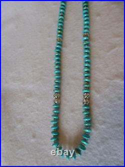 Turquoise and Sterling silver Native American Navajo Southwestern Style Necklace