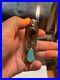 Turquoise oval Stone Bic Lighter Cover Case Leaf Native American In Excellent Co