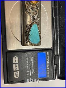 Turquoise oval Stone Bic Lighter Cover Case Leaf Native American In Excellent Co